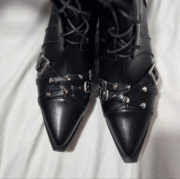Kysbloes Women Gothic Knee Boots Sz 43 Fit Like An 11 - Picture 6 of 14
